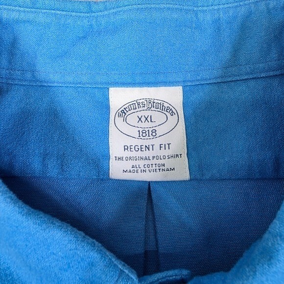Brooks Brothers Regent Fit 1818 Men's XXL Blue Button-Down Shirt Elbow Patch - Picture 5 of 14
